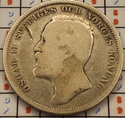 Suedia 1 coroana krona 1897 argint - km 760 - A007 foto