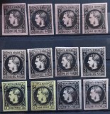 Romania 1967 - Lot studiu12 buc. Carol l cu Favoriti,20 par Tip l si II si 2 par,hartie subtire