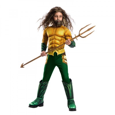 Costum Aquaman Deluxe cu muschi pentru copii 3-4 ani 98-104 cm foto