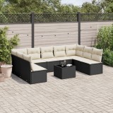 Gossi set canapele de gradina cu perne, 10 piese, negru, poliratan