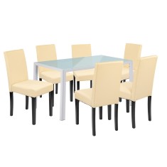 Leziter Set de masa Mira 6 1 alb-bej Mobalis Homvera