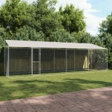 Cusca pentru caini cu acoperis Argintiu 800 x 200 x 256 cm