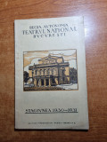 Program teatrul national bucuresti stagiunea 1930-1931-reclame vechi,m.filotti