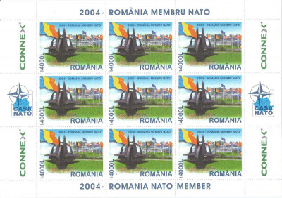 |Romania, LP 1633a/2004, 2004-Romania membra NATO, in coli mici de 9 timbre, MNH foto