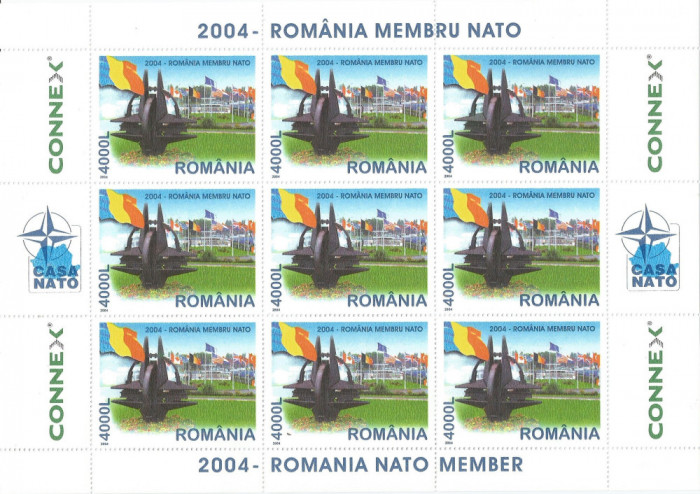 |Romania, LP 1633a/2004, 2004-Romania membra NATO, in coli mici de 9 timbre, MNH