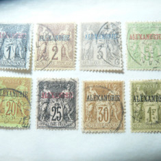 Serie mica Posta Franceza in Alexandria 1899 , 8 valori stampilate ,supratipar