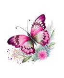 Sticker Decorativ Fluture Roz 69cm, Autocolant PVC, Detasabil, pentru Perete, Usa. Model Jungla Safari