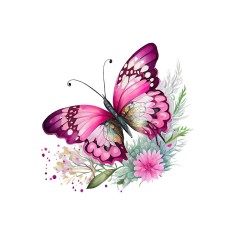 Sticker decorativ, Fluture, Roz, 69 cm, 1209STK-5