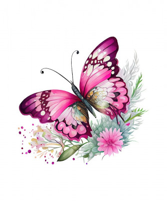 Sticker decorativ, Fluture, Roz, 69 cm, 1209STK-5 foto