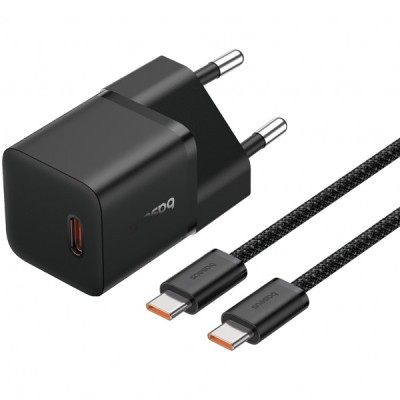 Incarcator Retea Cu Cablu USB-C Baseus GaN5, 20W, 3A, 1 x USB-C, Negru P10110900113-00 foto