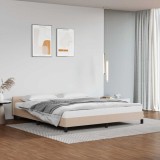 vidaXL Cadru de pat cu tăblie, cappuccino, 180x200 cm, piele ecologică