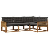 vidaXL Set de canapele de exterior cu pernă 4 pcs Natural și Negru 3381396