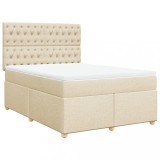 Cumpara ieftin Pat continental cu saltea, crem, 140x200 cm, material textil