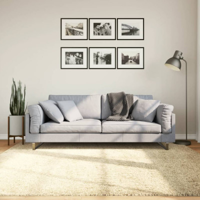 vidaXL Covor pufos cu fire &amp;icirc;nalte, auriu modern, 200x200 cm foto