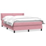 Cumpara ieftin Pat box spring cu saltea, roz, 160x210 cm, catifea
