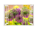 Sticker decorativ, Fereastra 3D, Flori, 85 cm, 278STK, natura si peisaje
