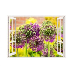 Sticker decorativ, Fereastra 3D, Flori, 85 cm, 278STK
