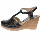 Cumpara ieftin OFERTA marimea 41 - Sandale dama, din piele naturala, cu platforma, negru - LS9NEGRU