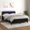 vidaXL Pat cu arcuri, saltea și LED, negru, 140x190 cm, catifea 3134281