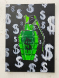 Grenada Verde, pictura acrilica pe canvas 70x40 cm, Nonfigurativ, Acrilic, Abstract