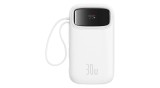 Baseus QPow 2 20000mAh 30W Power Bank cu 2 cabluri USB-C integrate - Alb