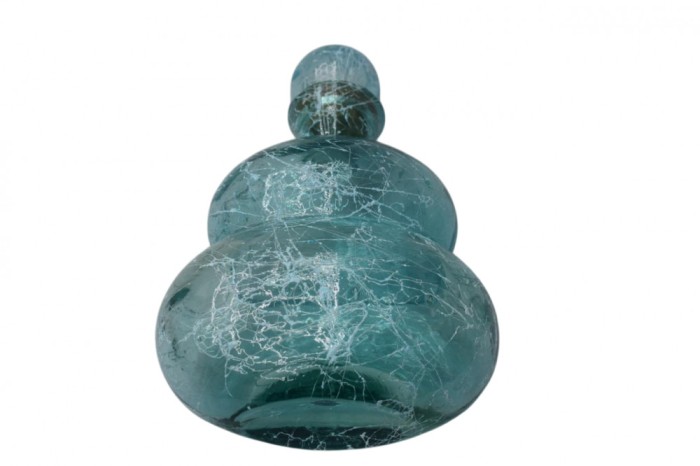 4 Vaze decorative din sticlă crackle &icirc;n nuanțe de albastru acvatic