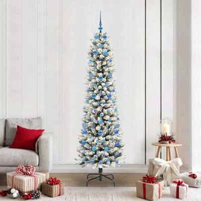 vidaXL Brad de Crăciun artificial cu 300 LED Verde și alb 210 cm 3396124 foto
