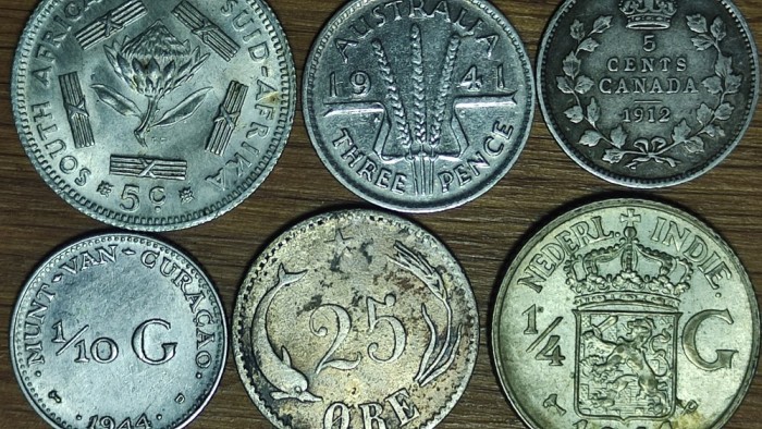 Start colectie argint - set 6 monede argint diferite de pe 6 continente diferite intre 1874-1963 - foarte frumoase!