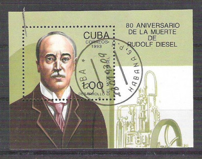 Cuba 1993 Rudolf Diesel, perf. sheet, used AA.045 foto