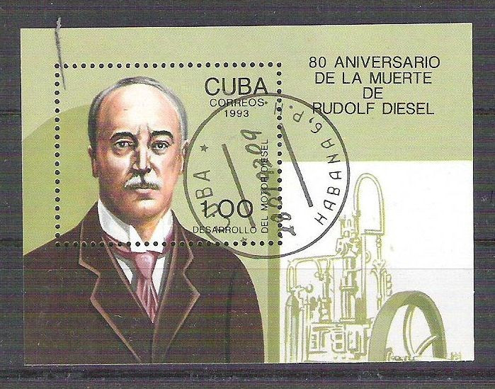 Cuba 1993 Rudolf Diesel, perf. sheet, used AA.045