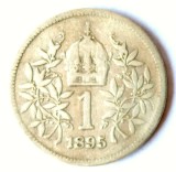 Moneda Argint Austria 1 Coroana 1895, VF+, Krone Korona, Argint