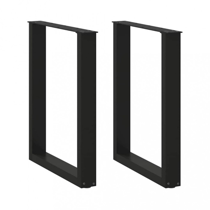 vidaXL Picioare de masă &icirc;n formă de U, 2 buc., negru, 70x(72-73) cm, oțel