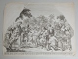 Gravura veche scena mitologica sec 17, Istorice, Cerneala, Realism