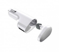 Casca bluetooth handsfree+incarcator USB MyMe Charge-Connect White foto
