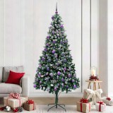 vidaXL Brad de Crăciun artificial Verde 240 cm PVC și Oțel și Plastic 3396288