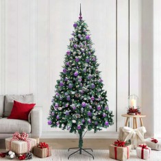 vidaXL Brad de Crăciun artificial Verde 240 cm PVC și Oțel și Plastic 3396288