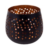 Suport Lumanare din metal cu Gauri, Negru/Bronz, 7x7 cm, ATU-083799