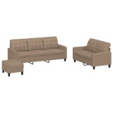 Cumpara ieftin Set de canapele cu perne, 3 piese, cappuccino, piele ecologica