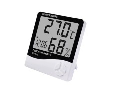 Termometru Higrometru Ceas Digital, Statie Meteo de Camera, Ecran LCD, Alb