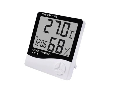 Termometru Higrometru Ceas Digital, Statie Meteo de Camera, Ecran LCD, Alb foto