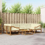 vidaXL Set de canapele de exterior cu pernă 7 pcs Natural și Crem 3367278