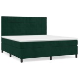 Cumpara ieftin Pat box spring cu saltea, verde inchis, 160x200 cm, catifea