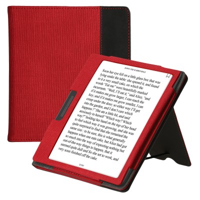 Husa Kwmobile pentru Onyx Boox Leaf 2, Rosu/Negru, Textil, KWM000018UU002C foto