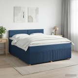 Cumpara ieftin Pat boxspring cu saltea albastru 160 x 200 cm Tesatura