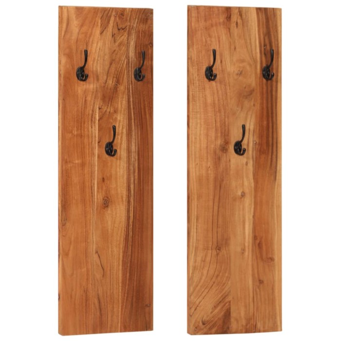 Gossi cuier de haine de perete 2 buc. 36x3x110 cm, lemn masiv acacia