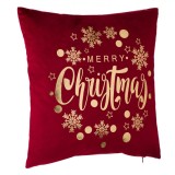 Perna Decorativă Velvet Merry Christmas, Bordo, 43x43cm, Oem