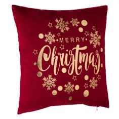 Perna Decorativă Velvet Merry Christmas, Bordo, 43x43cm