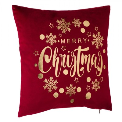 Perna Decorativă Velvet Merry Christmas, Bordo, 43x43cm foto