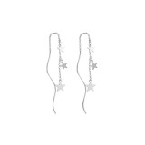 Cercei lungi argint 925, JW1073, model cu stelute, placati cu rodiu