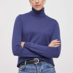 Sisley pulover de lana femei, light, cu guler